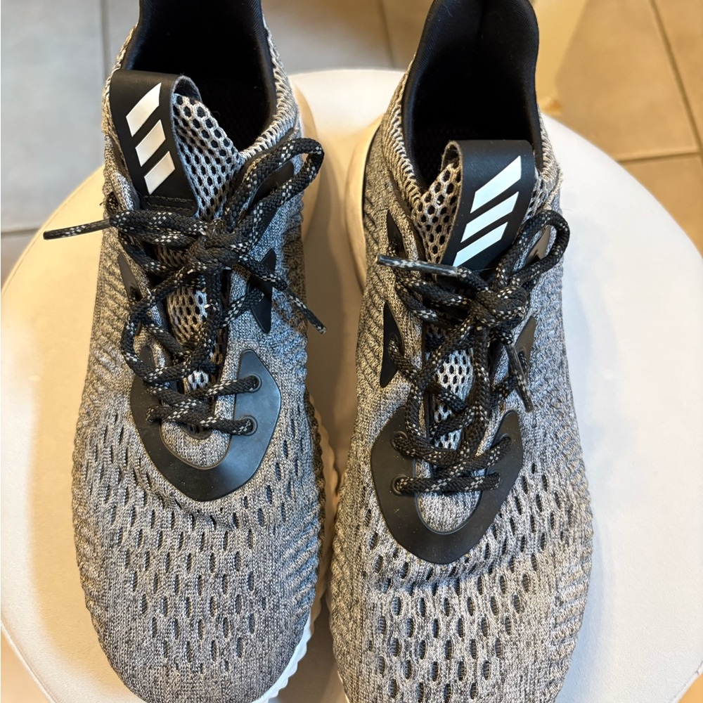 adidas Grey and Black Knit Athletic Sneakers